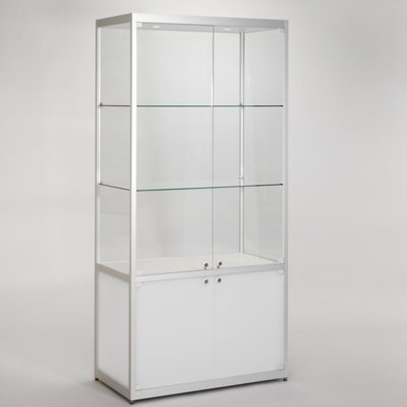 Vitrine glas-Wit / afsluitbaar met verlichting