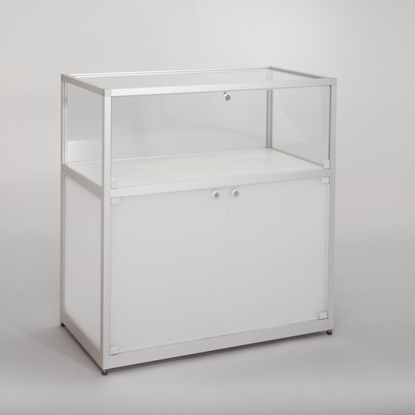 Balie met vitrine macon wit
